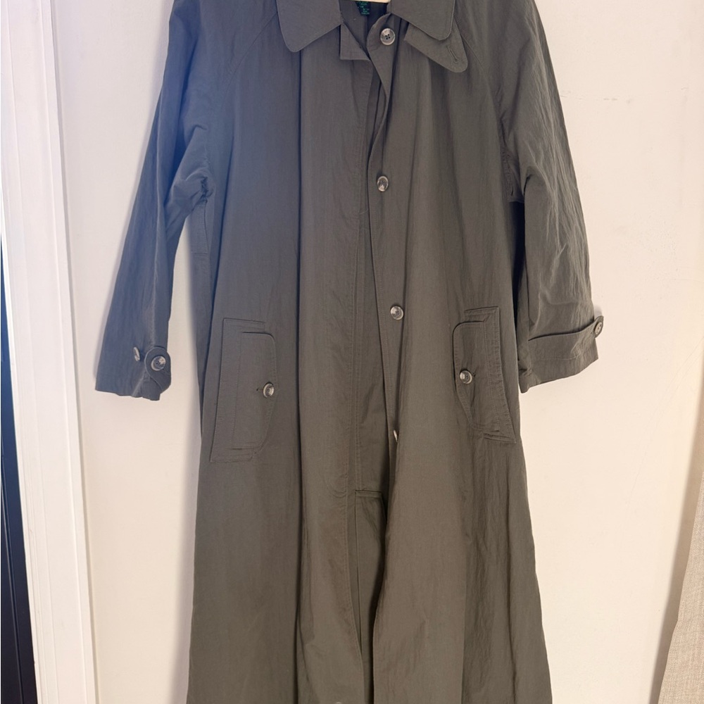 Vintage Abercrombie & Fitch Men's Olive Trench Coat